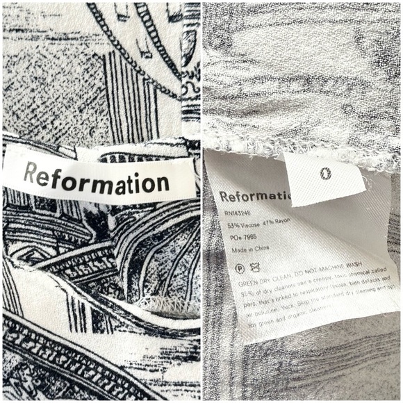 REFORMATION Italian Architecture Print Sleeveless Scoop Neck Midi Slip Dress 0 - Picture 5 of 6